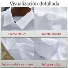 DENISASAA - Camisa de traje casual de manga larga de color liso para hombre