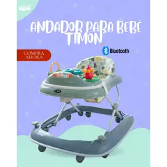 GENERICO - ANDADOR PARA BEBÉ CON BLUETOOTH - MODELO TIMÓN COLOR VERDE GRIS PREMIUN