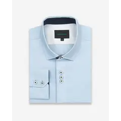 Andrew'S Ties - Camisa Casual color Celeste con Detalles Azul en Cuello y Puños