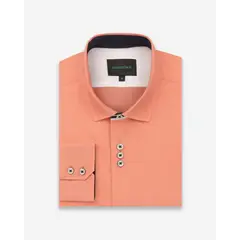Andrew'S Ties - Camisa Casual color Melón con Detalles Azul en Cuello y Puños