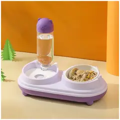 INSPIRA MARKET - Dispensador de Agua con Comedero para Mascotas 2 en 1 Lila
