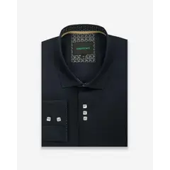 ANDREW'S TIES - Camisa Casual Azul con Detalles Beige en Cuello y Puños