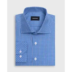 ANDREW'S TIES - Camisa Vestir a Cuadros- Azul Italiano