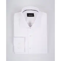 ANDREW'S TIES - Camisa vestir dobby - Cuello Italiano puño redondo 2 botones regulable regular blanco