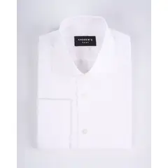 ANDREW'S TIES - Camisa Vestir Oxford - Cuello Italiano gemelo redondo regular blanco