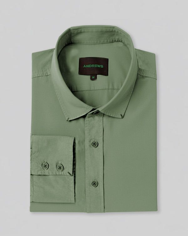 Camisa Casual Garment Dye - Verde Olivo