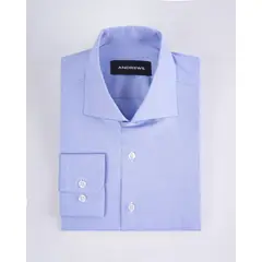 ANDREW'S TIES - Camisa Vestir twill - Cuello Italiano Puño Simple regular azul