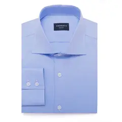 ANDREW'S TIES - Camisa Vestir Oxford - Cuello Italiano Puño 2 botones regular azul