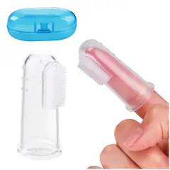 GENERICO - Cepillo de Dientes para Bebé de Silicona Extra Suave con Estuche Azul