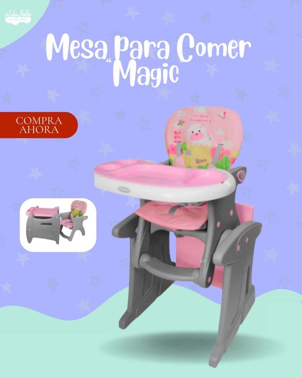 SILLA MESA DE COMER MODELO MAGIC COLOR ROSADO - PREMIUN