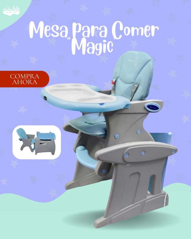 SILLA MESA DE COMER MODELO MAGIC COLOR CELESTE - PREMIUN