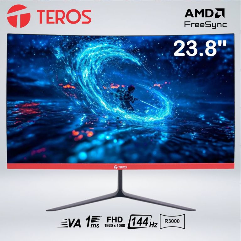 MONITOR CURVO TE-2403S, 23.8 FHD VA, 144HZ, 1MS, HDMI, DP, EARPHONE OUT