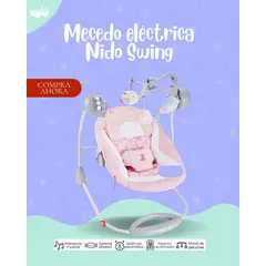 BABY - MECEDORA ELÉCTRICA PARA BEBÉ MODELO NIDO SWING - COLOR ROSA BEBÉ PREMIUN