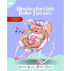 BABY - MECEDORA PARA BEBÉ MODELO ROCKER 2 BOTONRS - COLOR ROSADO PREMIUN