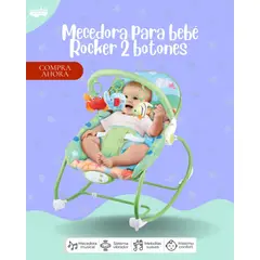 BABY - MECEDORA PARA BEBÉ MODELO ROCKER 2 BOTONRS - COLOR VERDE PREMIUN