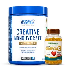 APPLIED NUTRITION - Creatina 500 G + Omega 3 Herbalmax 1400 mg - 100 capsulas