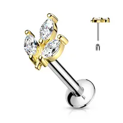 ADR JOYERIA CORPORAL - Piercing Oreja Hojitas Marquise Labret ADR Joyería Corporal