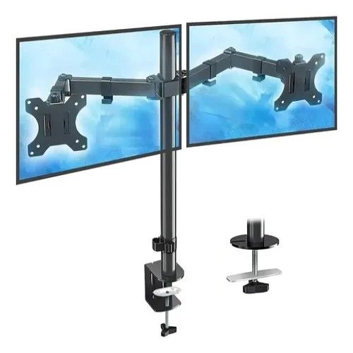 Soporte Brazo Para Monitor Base Doble Alzador Monitor Negro