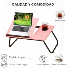 GENERICO - Soporte para Laptop Mesa Multifuncional Lectura Plegable Rosado 5 Niveles Con Porta Vasos