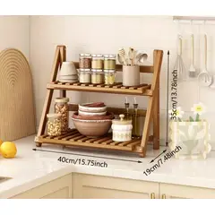 GENERICO - Estante Organizador Multiuso de Bambu en Dos Niveles