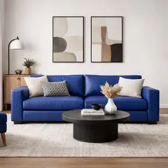 ARTSOFA - Sofá Fénix Tres Cuerpos Azul Rey Cuero Pranna