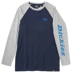 DICKIES - POLO MANGA LARGA GRAPHIC BASEBALL HOMBRE - AZUL MARINOGRIS JASPEADO