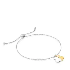 TOUS - PULSERA PLATA 1ªLEY BAÑO ORO OSO BICOLOR