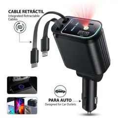 GENERICO - Cargador para Carros Automóviles Retráctil 4 en 1 Carga USB C Súper Rápido Starlight Proyector Cielo