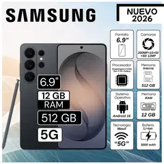 SAMSUNG - Celular Galaxy S26 Ultra 5G 6.9" Pulg. 12GB RAM 512GB Android 16 - Negro