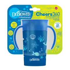 DR BROWNS - Vaso Cheers 360º con asas, 10oz300 ml, océano azul
