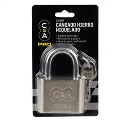 C&A - Candado de Hierro Cromado 60mm- Incluye 3 Llaves