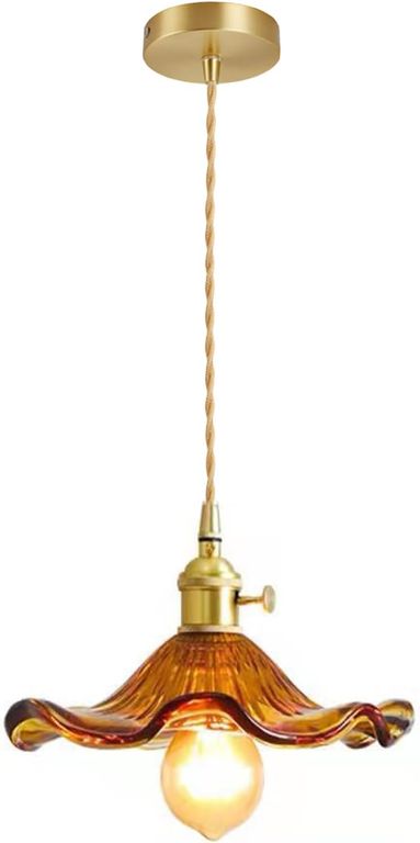 Lámpara Colgante de Vidrio Vintage E27 22cm - Amber