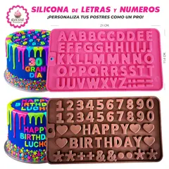 GENERICO - Pack de 2 Moldes de Silicona de Letras y Números para Repostería