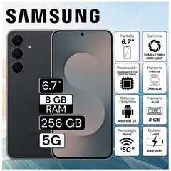 SAMSUNG - Celular Galaxy S25 FE 5G 6.7" Pulg. 8GB RAM 256GB Android 16 - Negro