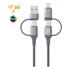 GENERICO - Cable de Datos y Carga X15 4 en 1 con Luz RGB
