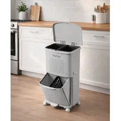 GENERICO - TACHO PARA BASURA MULTIFUNCIONAL GRIS