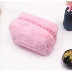 GENERICO - NECESER COSMETICO PELUCHE PREMIUM ROSADO - ORGANIZADOR COMPACTO, ELEGANTE PARA VIAJE Y USO DIARIO