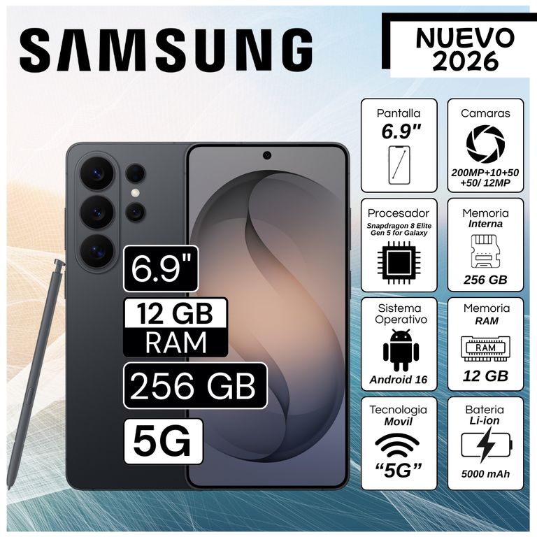 Celular Galaxy S26 Ultra 5G 6.9" Pulg. 12GB RAM 256GB Android 16 - Negro