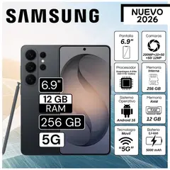 SAMSUNG - Celular Galaxy S26 Ultra 5G 6.9" Pulg. 12GB RAM 256GB Android 16 - Negro