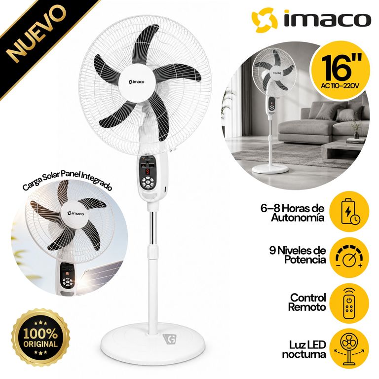 Ventilador 16 Solar Recargable de pedestal FAN1618SOL