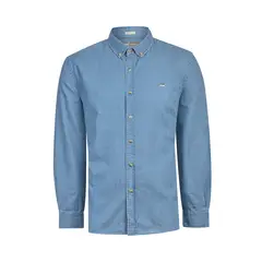 ROCKFORD - Camisa ML Para Hombre Algodón Orgánico Chambray Celeste