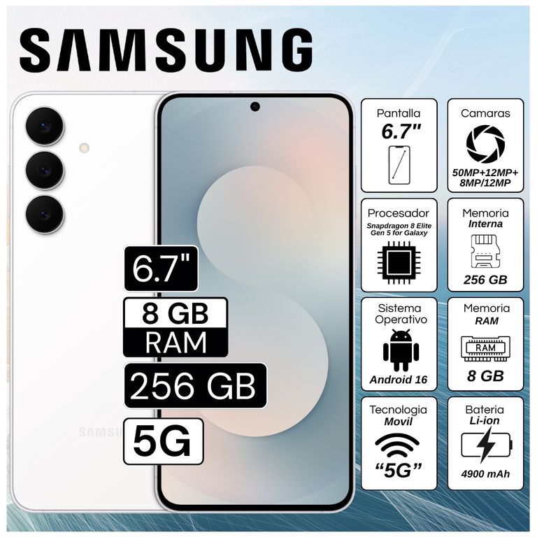 Celular Galaxy S25 FE 5G 6.7" Pulg. 8GB RAM 256GB Android 16 - Blanco