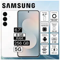 SAMSUNG - Celular Galaxy S25 FE 5G 6.7" Pulg. 8GB RAM 256GB Android 16 - Blanco