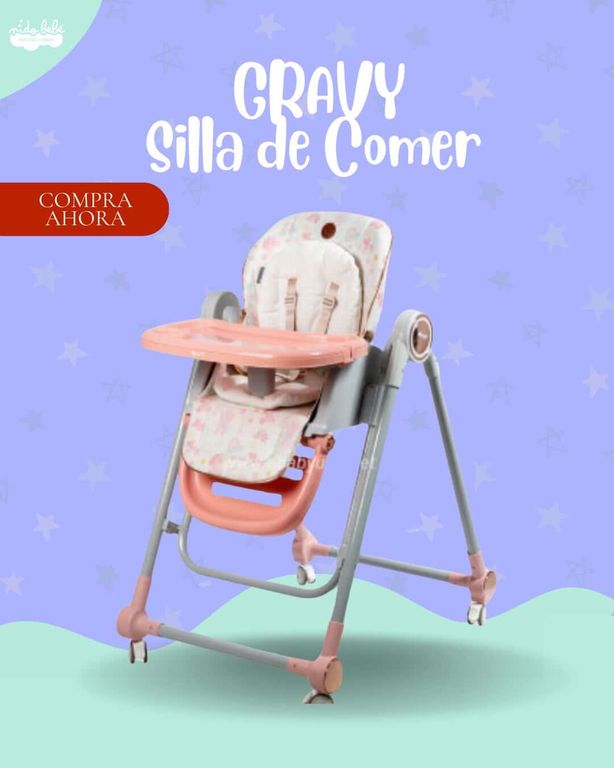 SILLA DE COMER PARA BEBÉ MODELO GRAVY COLOR ROSADO - PREMIUN