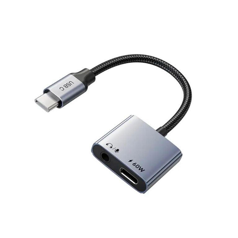 ADAPTADOR USB-C A AUDIO 3.5MM Y CARGA 60W CPA1G CONECTOR DOBLE FUNCION PN CPA1G