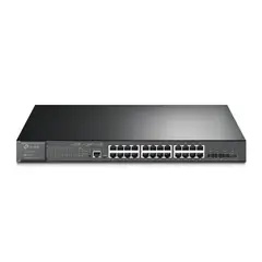 TP LINK - Switch administrado L2+ JetStream de 24 puertos Gigabit PoE+ y 4 puertos 10GE SFP+