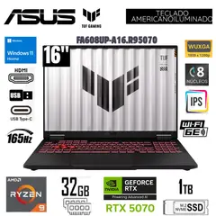 ASUS - LAPTOP TUF GAMING F16 FA608UP-A16.R95070 AMD R9 270 32GB 1TB SSD RTX5070-8GB 16" WUXGA WIN 11