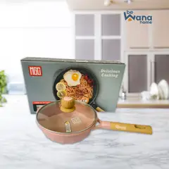 OEM - Sartén de Roca Volcánica Antiadherente Con Tapa 24cm Rosa MGC