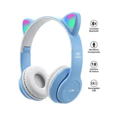GENERICO - Audífonos Orejas de Gato Inalámbricos P47M LED Bluetooth 5.0