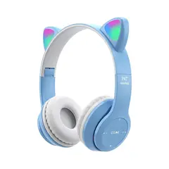 GENERICO - Audífonos Orejas de Gato Inalámbricos P47M LED Celeste